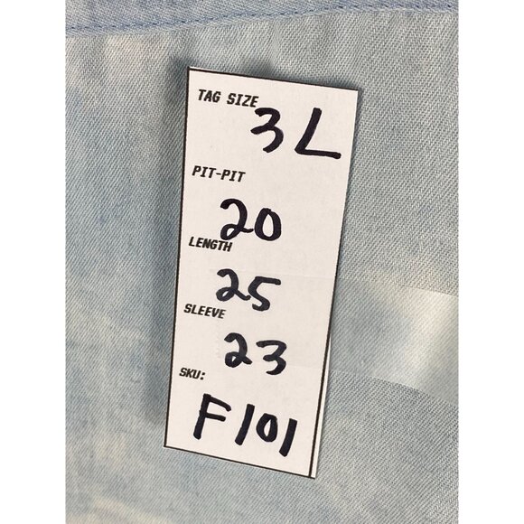 VTG Folded & Hung Blue Label Acid Wash Button-Up Long Sleeve Shirt Blue 3 L F101 - Picture 4 of 4